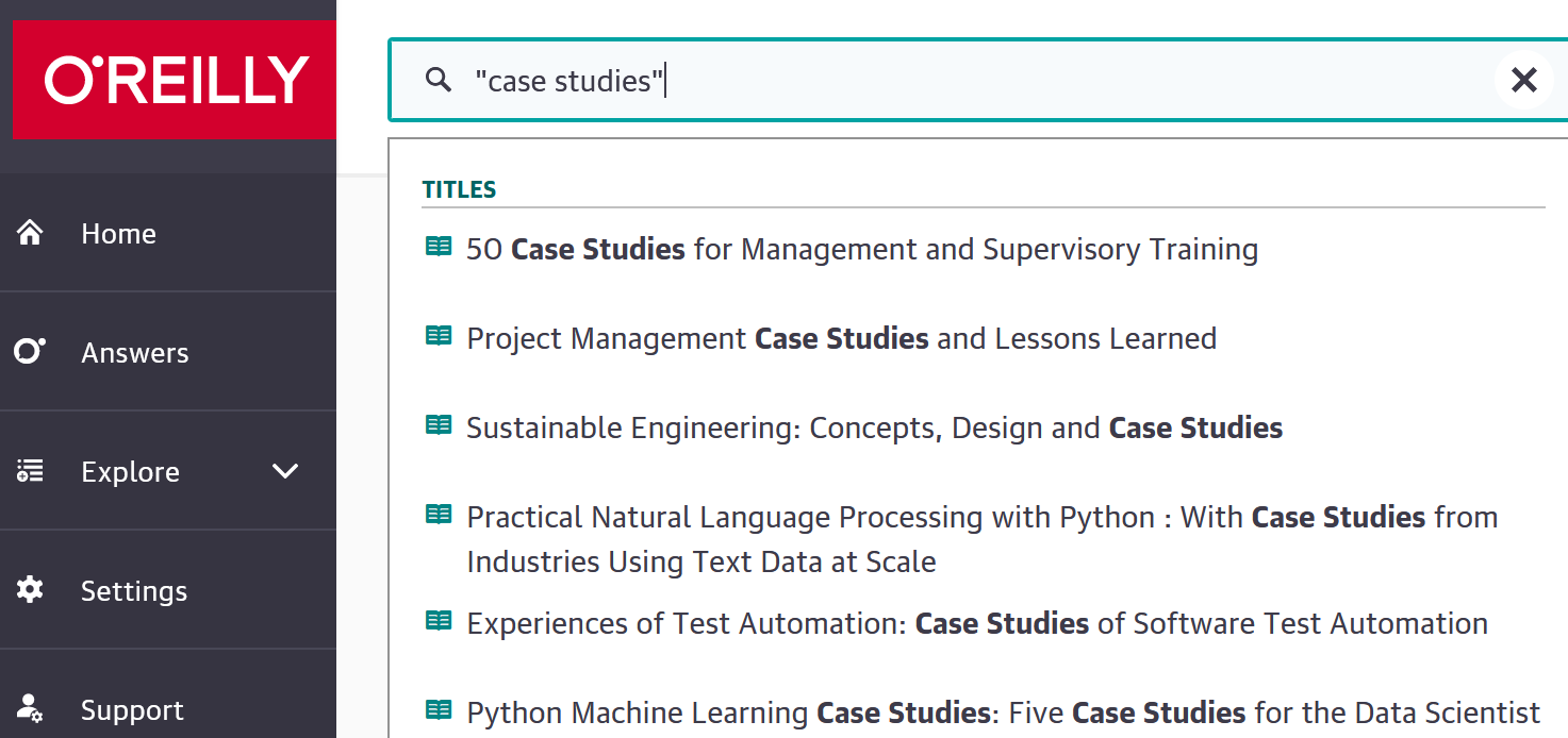 Case study example from O'Reilly